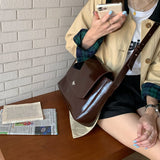 3color vintage deep leather bag