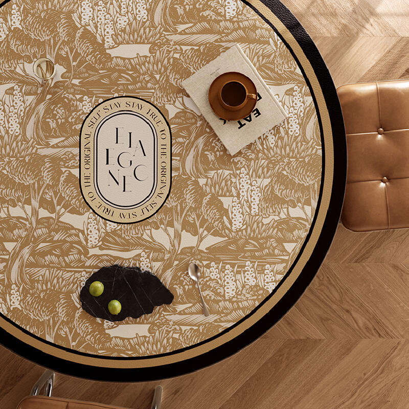 brown elegance logo round table mat