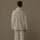 fluffy stripe front button roomwear