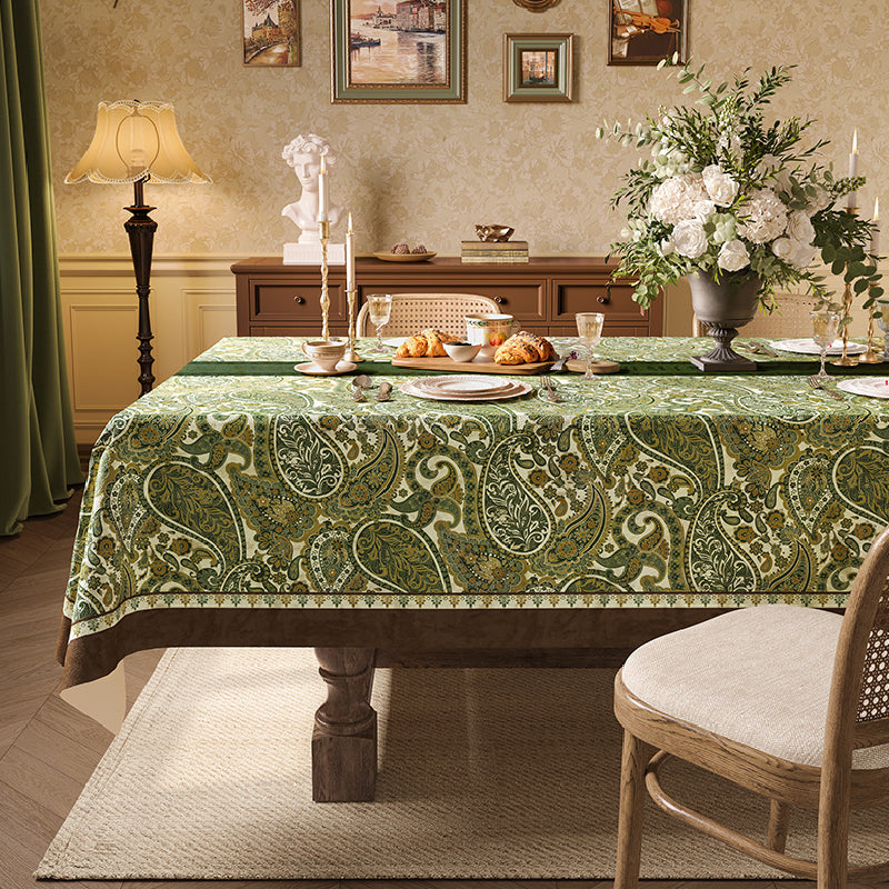green blooming table cloth