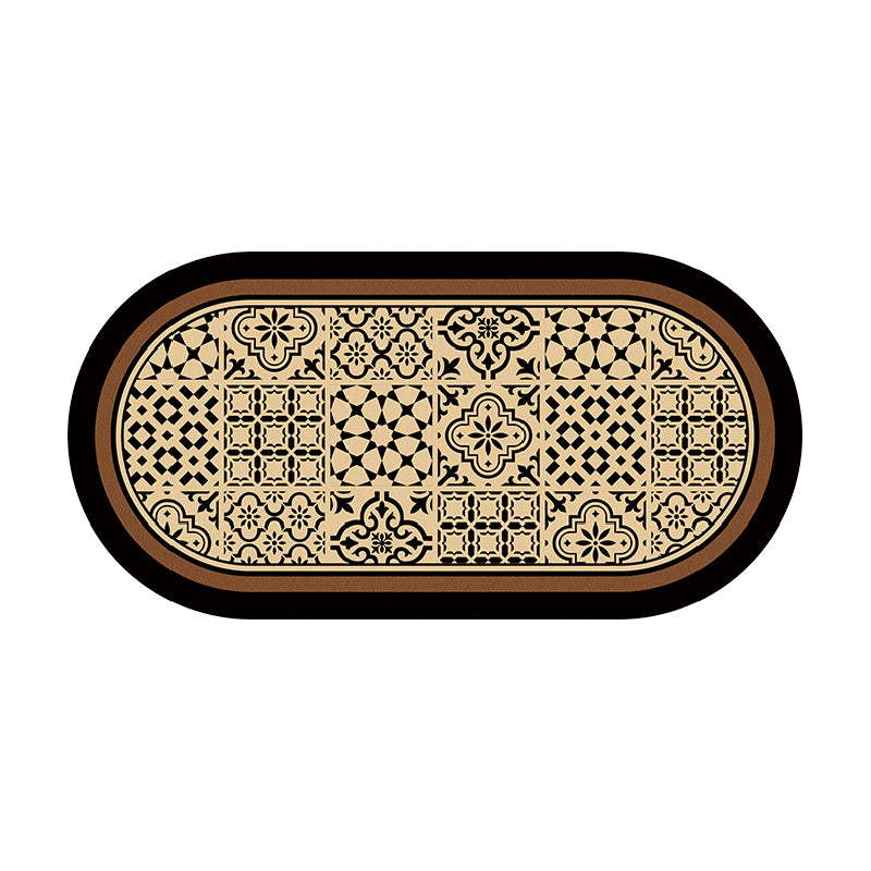 brown flower tile toilet mat