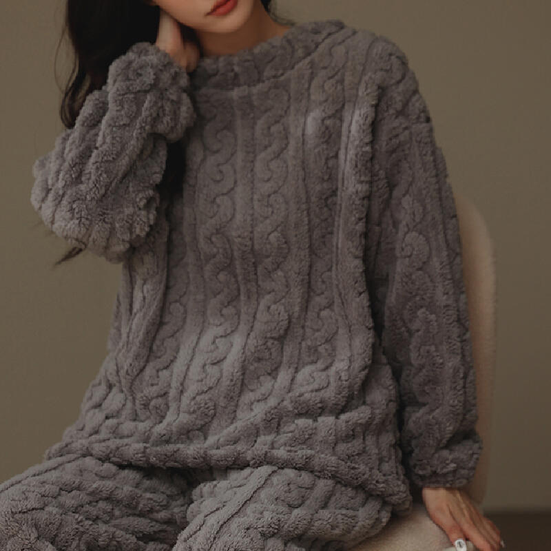 2color sweater pattern fluffy roomwear