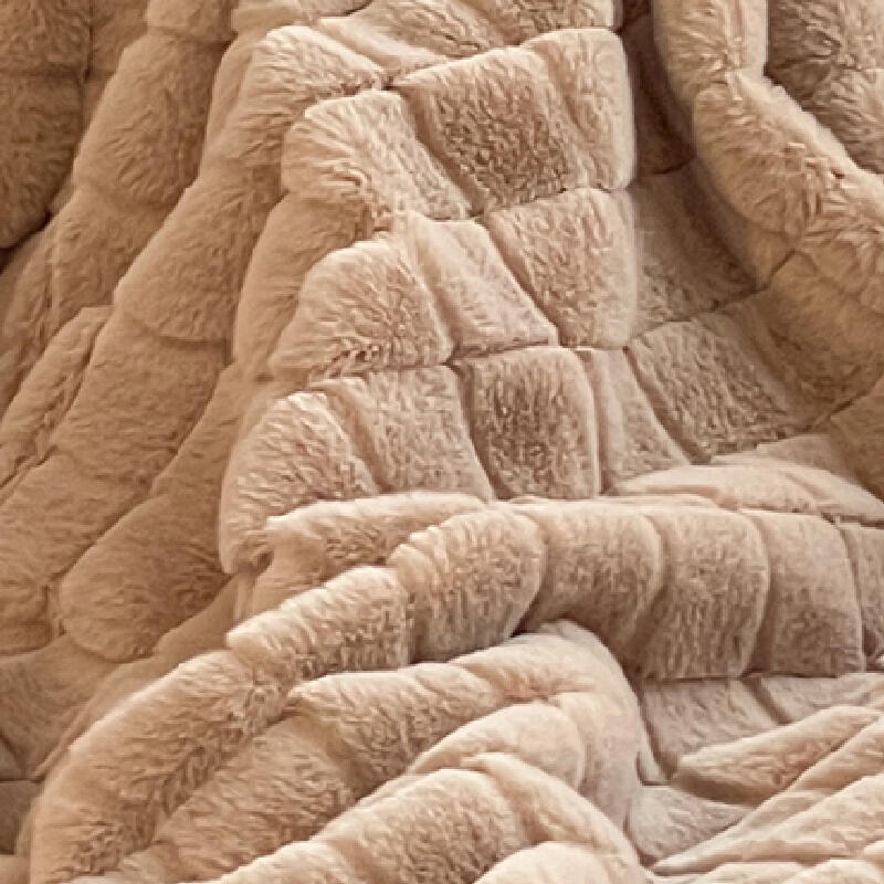 4color fake rabbitfur waffle blanket