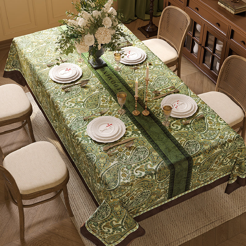 green blooming table cloth