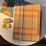brown check iPad case