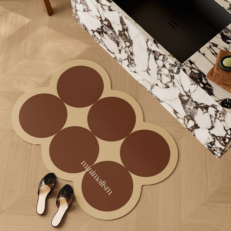 brown circle minimalism bath mat