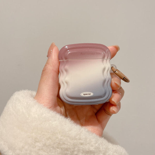 blue pink gradation wave AirPods case
