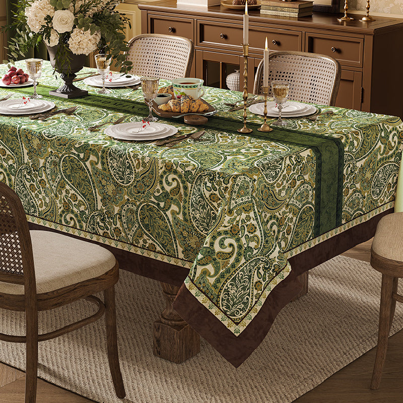 green blooming table cloth
