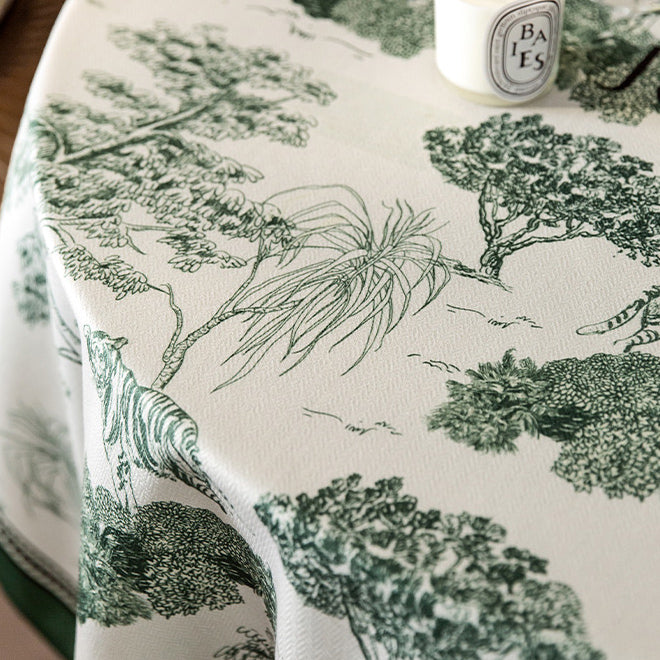 green jungle logo table cloth