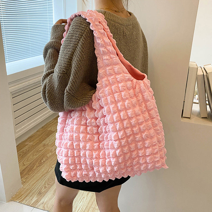 5color square puff handbag
