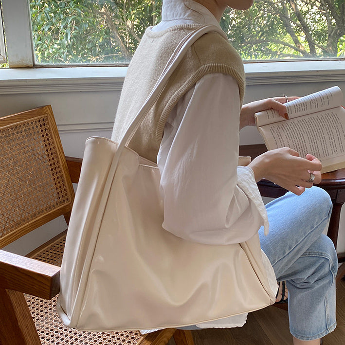 3color leather tote bag