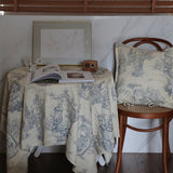 toile de Jouy blue table cloth