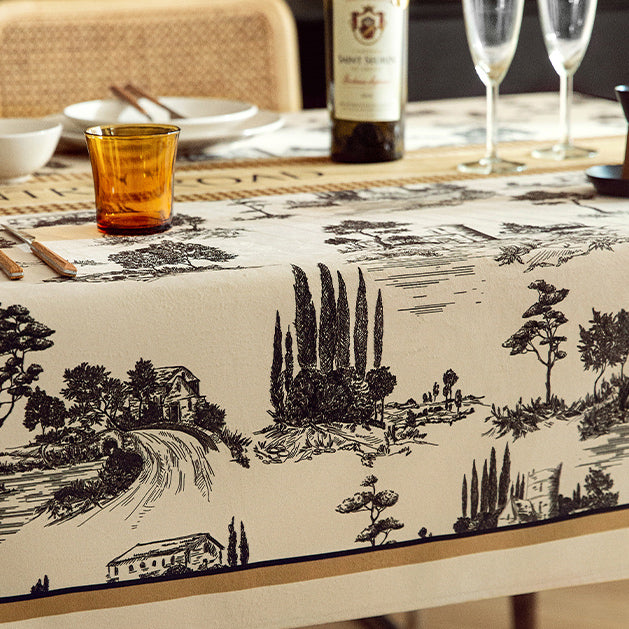 country road logo table cloth