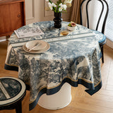 blue retro forest table cloth