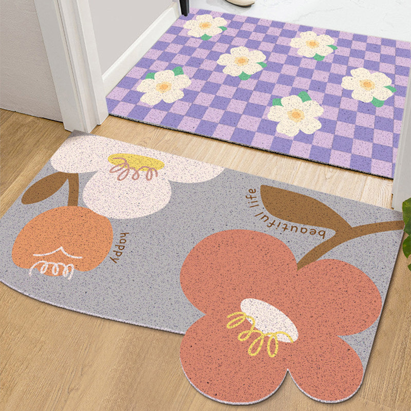 7design flower cut free door mat