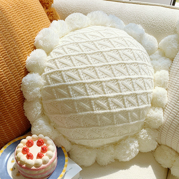 orange motif ponpon cushion
