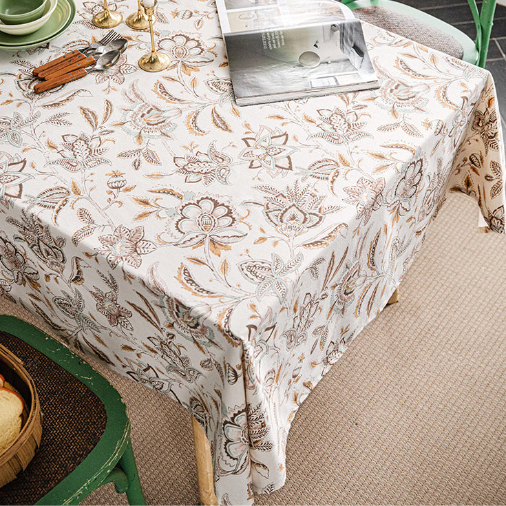 brown botanical table cloth