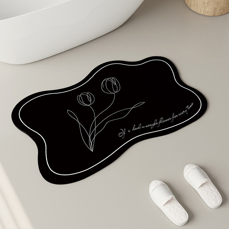 6color drawing tulip bath mat