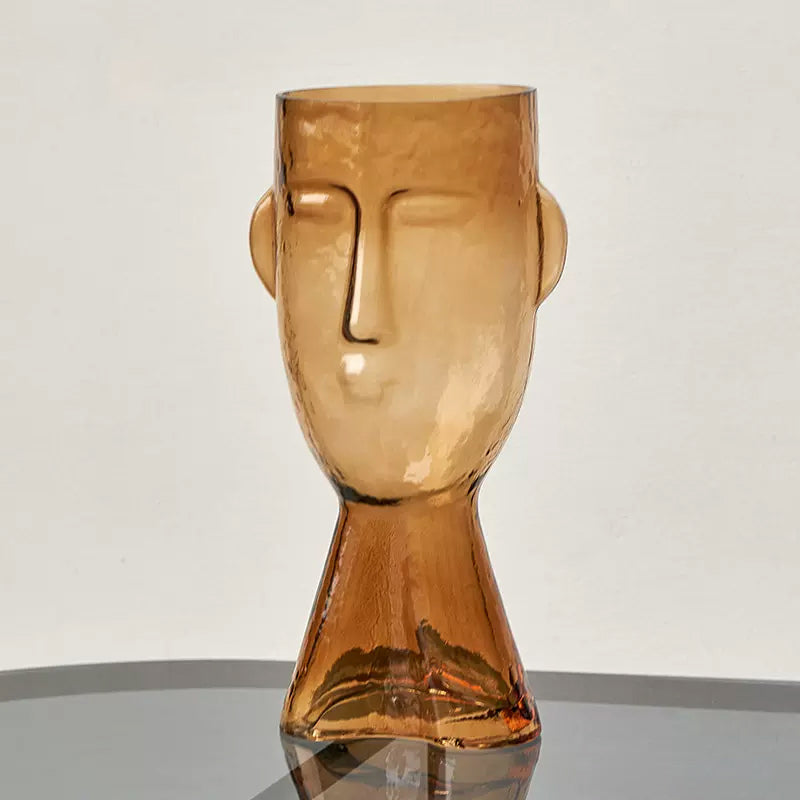 2color glass face vase