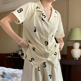 number pattern white roomwear