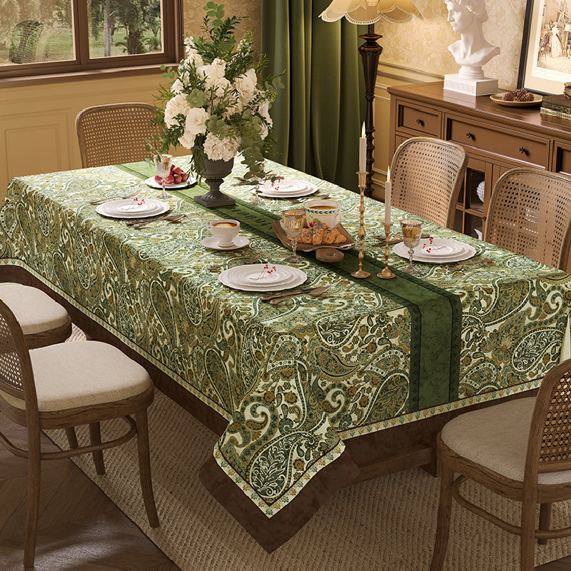 green blooming table cloth