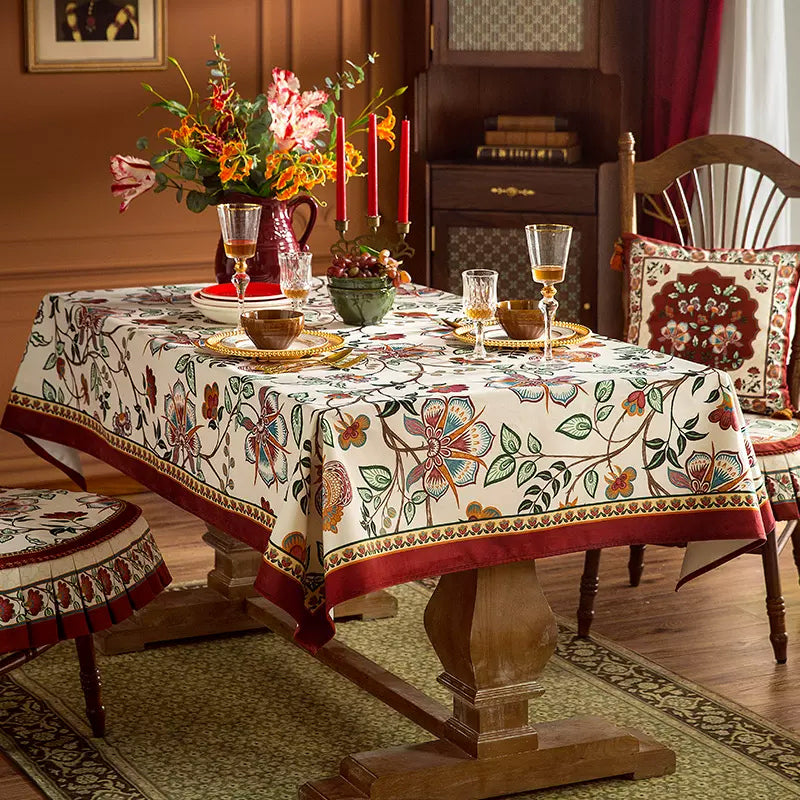 2design dark red vintage flower table cloth