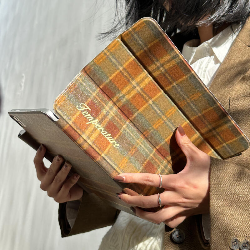brown check iPad case