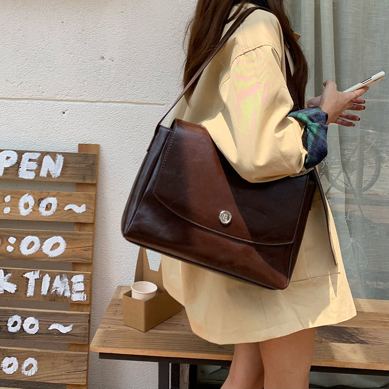 3color vintage deep leather bag