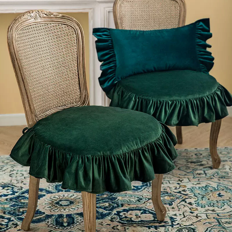 6color velvet frill chair cushion