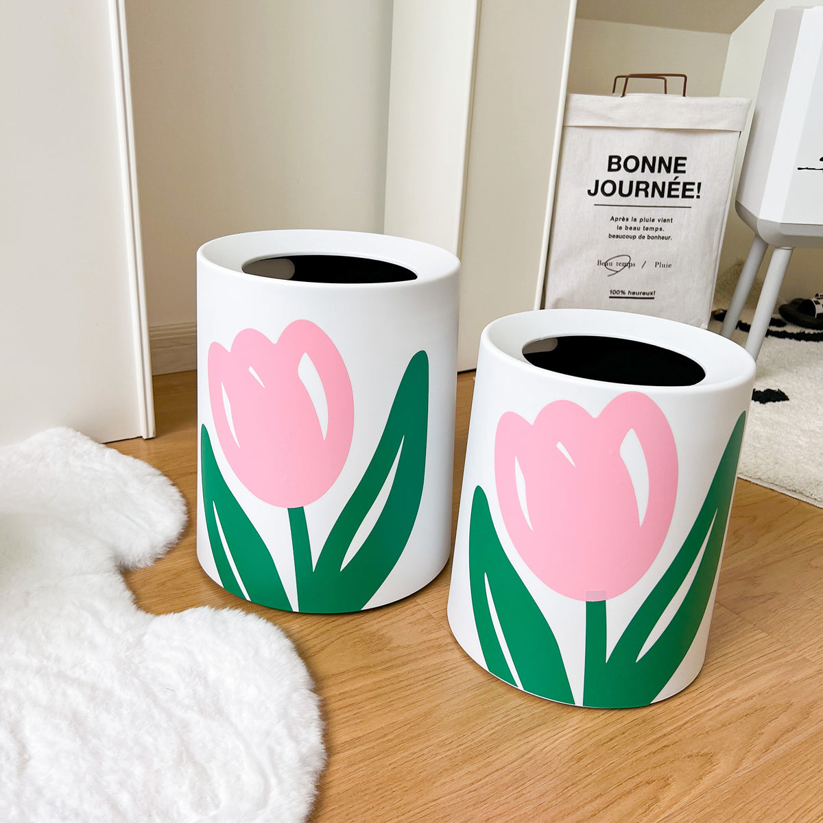 2type pink tulip trash box
