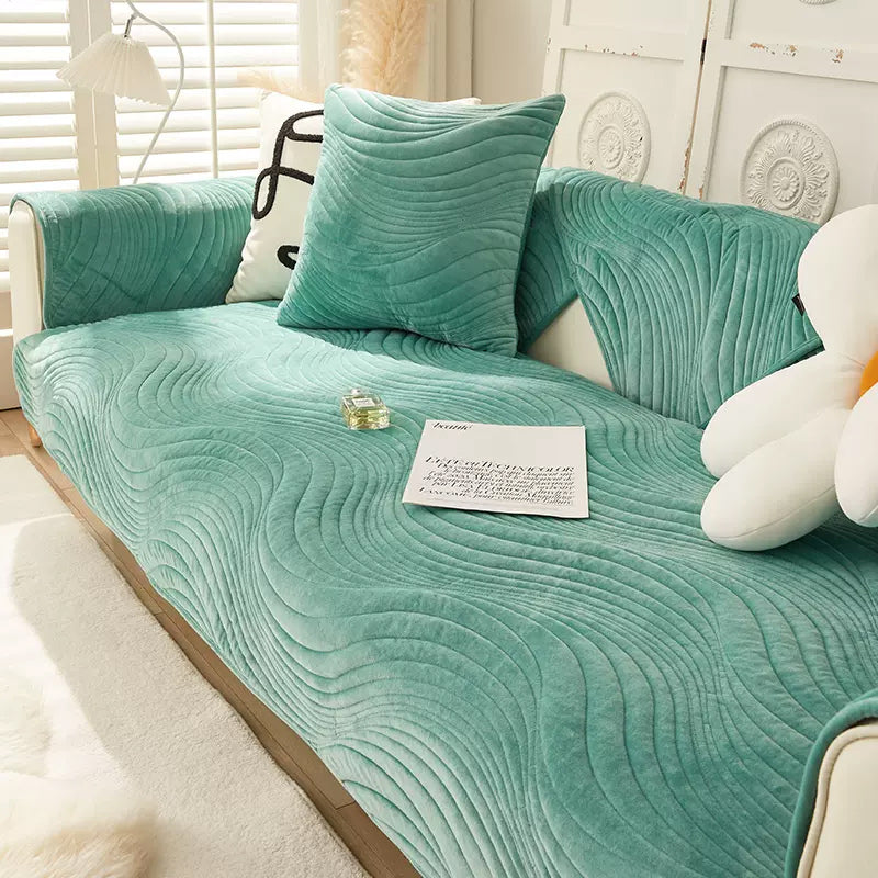 5color velvet wave sofa cover