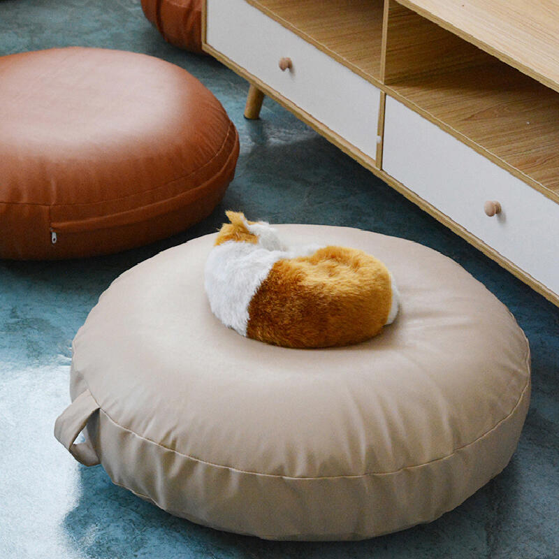 5color leather circle cushion