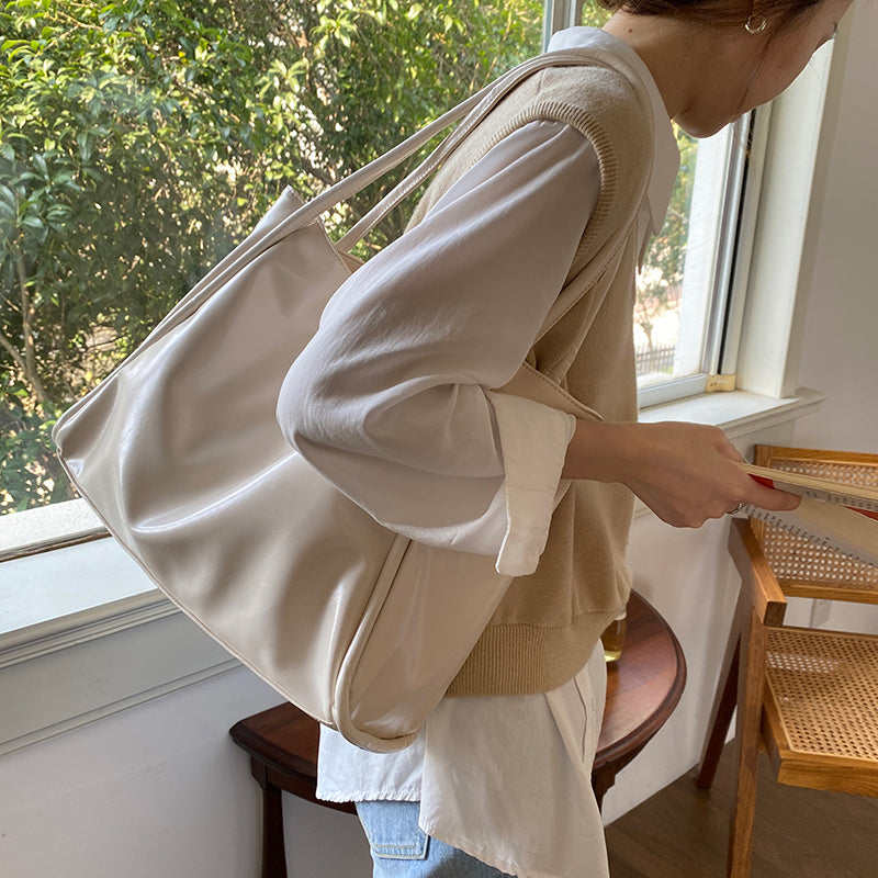 3color leather tote bag