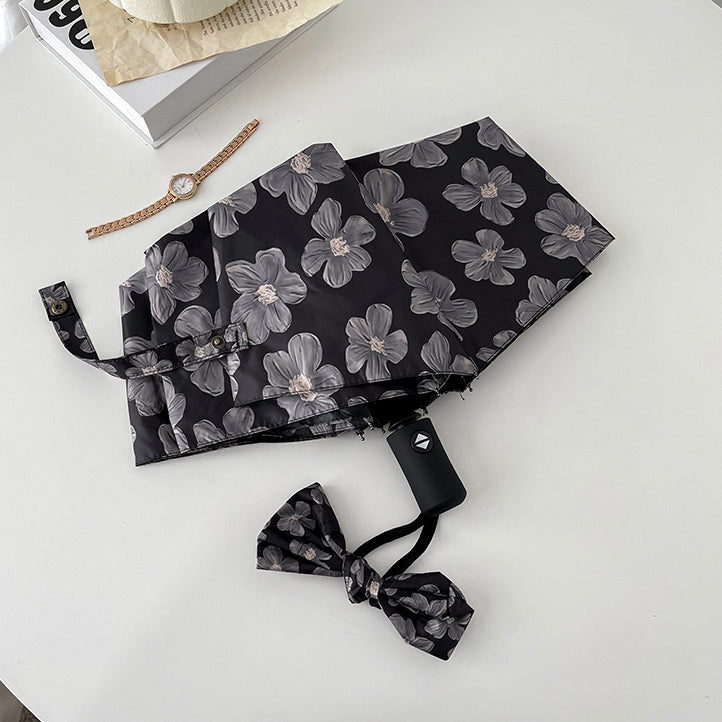 3type black flower folding uv parasol
