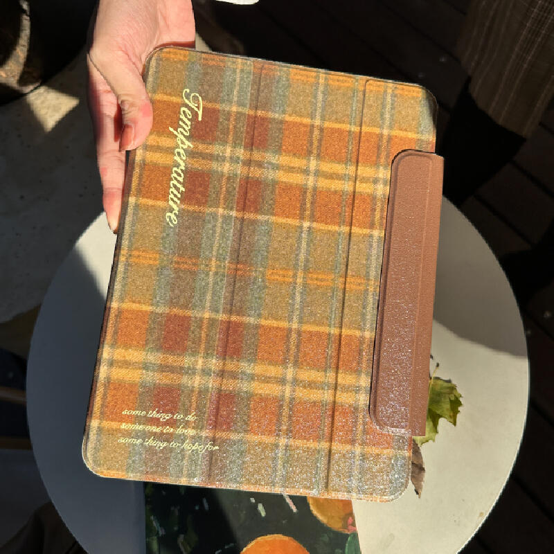 brown check iPad case