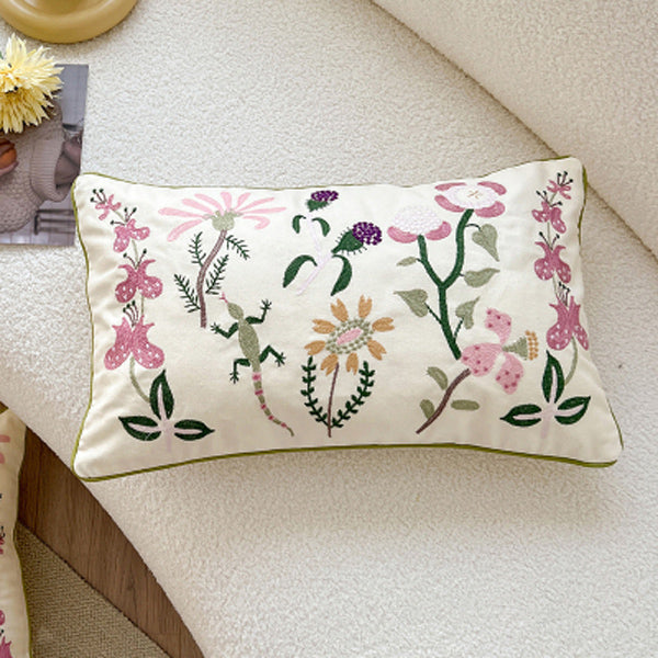 retro botanical flower cushion