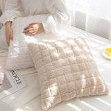 4color block fur cushion