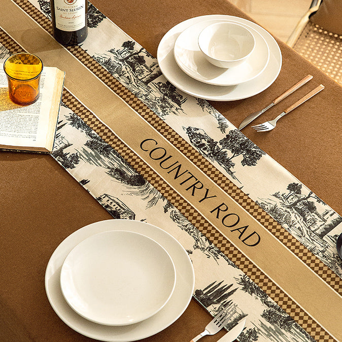 country road logo table runner