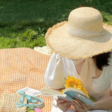 natural gingham check picnic cloth