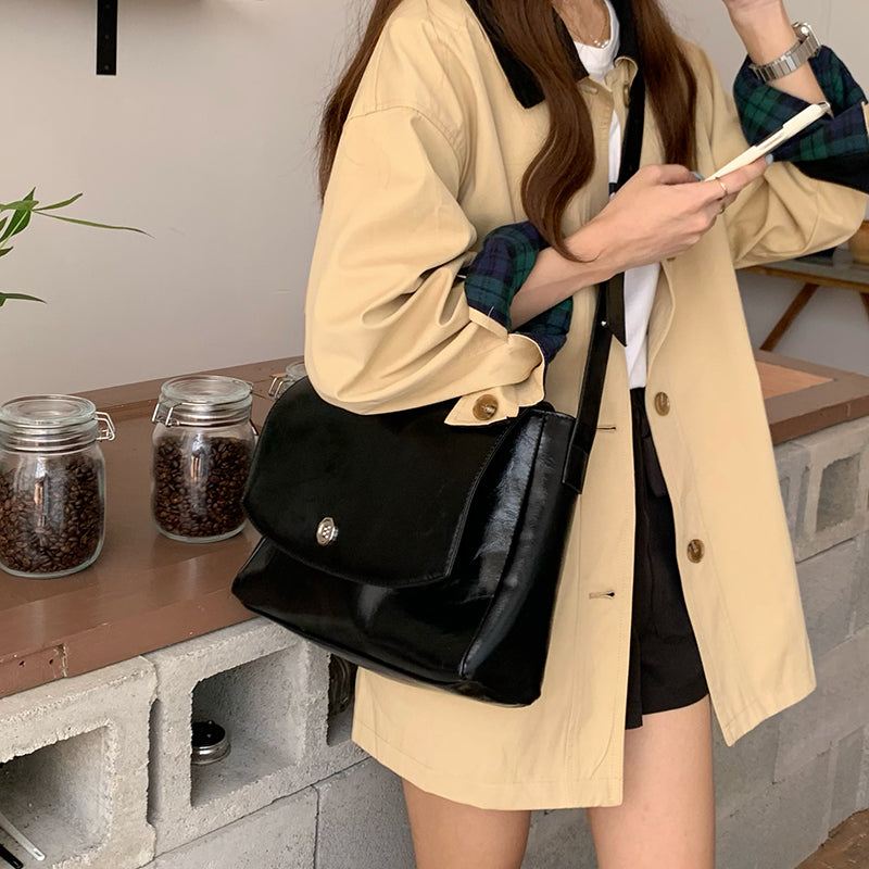 3color vintage deep leather bag