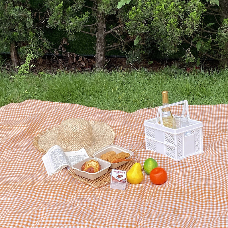 natural gingham check picnic cloth