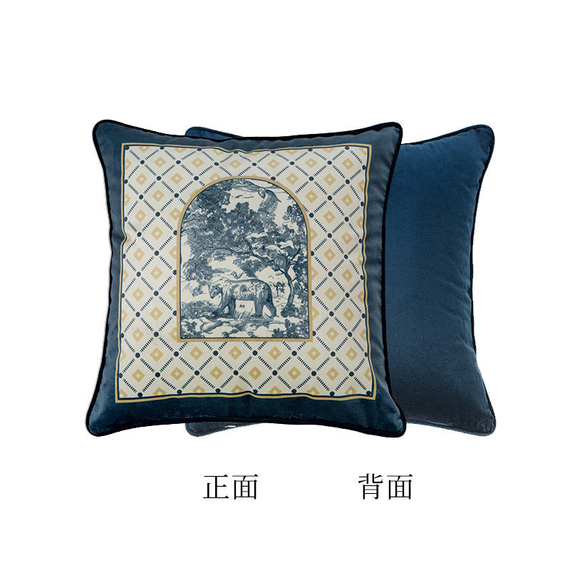 3design blue retro forest cushion