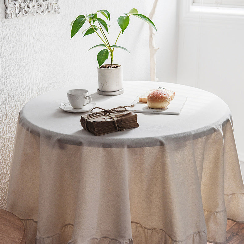 4color round frills tablecloth