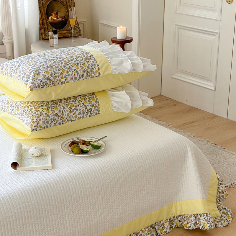 4design flower frill quilt & pillow sheets set