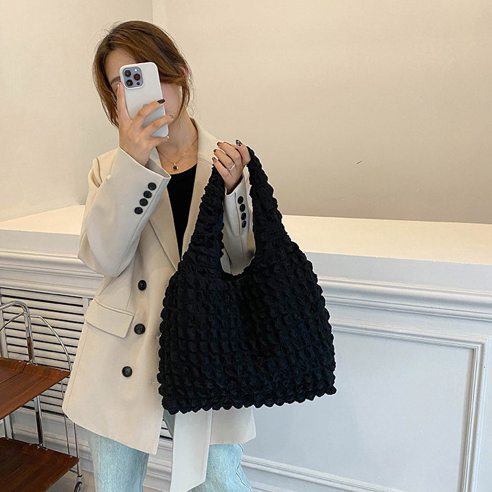 5color square puff handbag