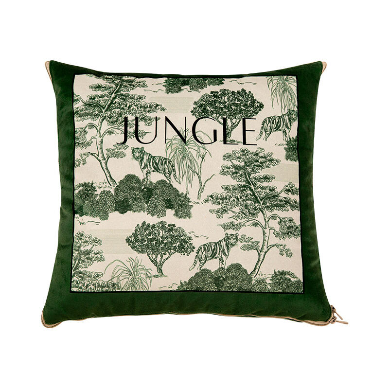 green retro forest 2way quilt cushion