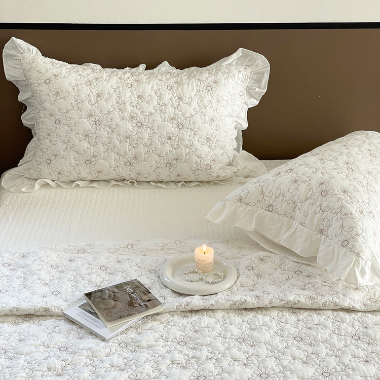 2color cotton flower quilt u0026 pillow sheets set