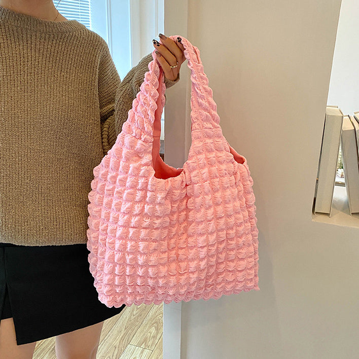 5color square puff handbag