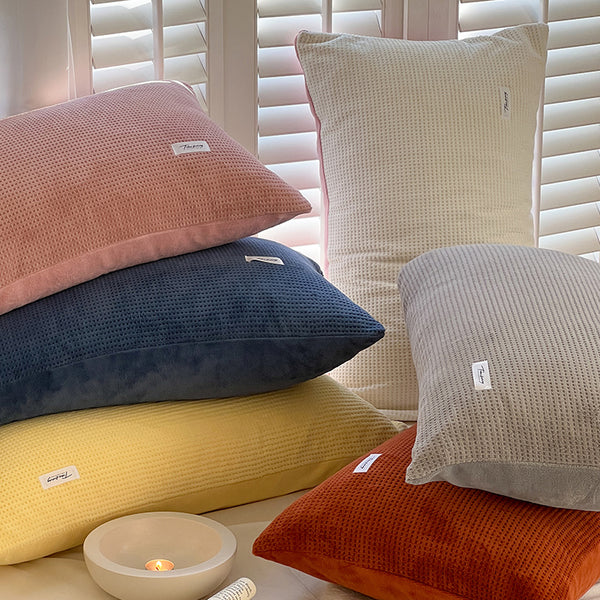 6color velvet waffle pillow sheets