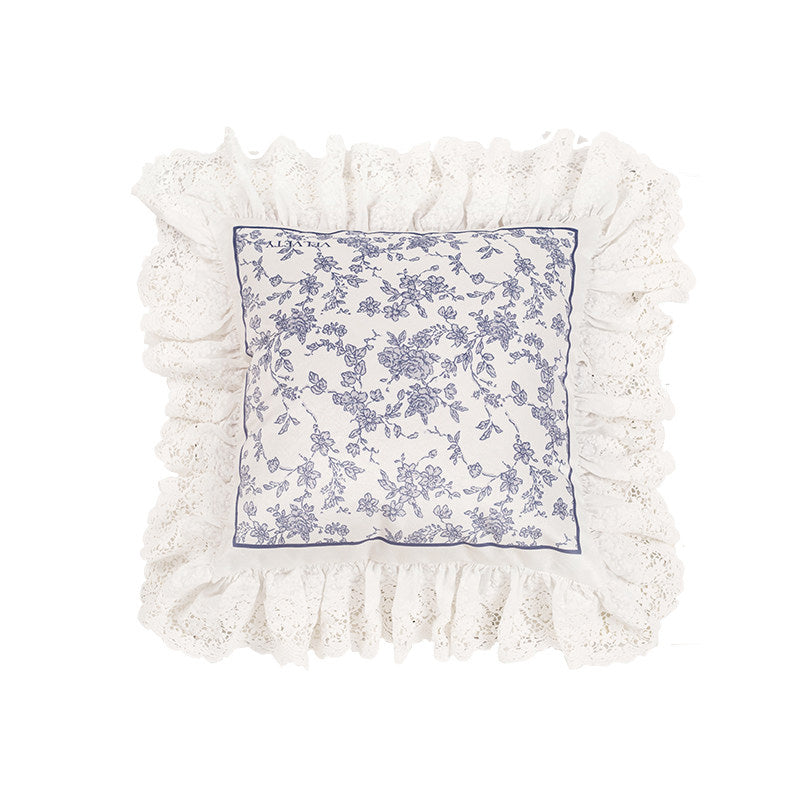 french flower velvety frill cushion